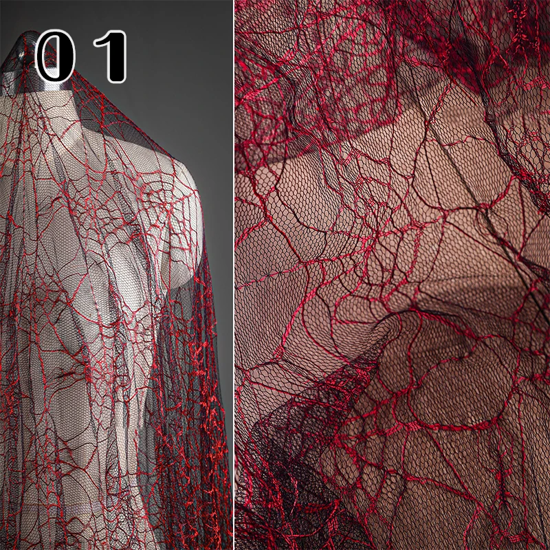 50x150cm Spider Web Texture Thin Mesh Lace Fabric Creative Perspective Mesh DIY Sewing Stage Photography Clothing Fabric