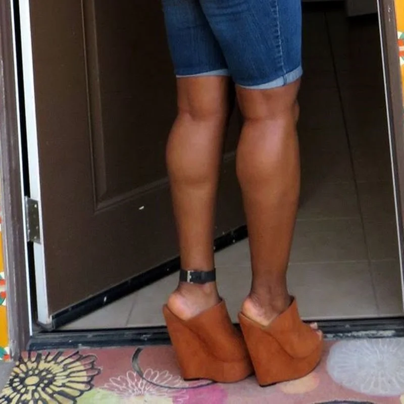 สีดํา WEDGE แพลตฟอร์มรองเท้าแตะหนัง Hollow ตื้นแฟชั่นเซ็กซี่ฤดูร้อนสบายๆขนาดใหญ่ผู้หญิงรองเท้า Zapatillas Mujer