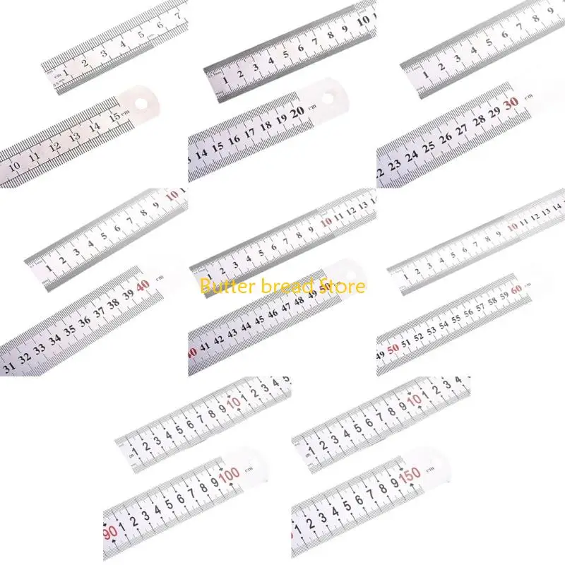 W89C สแตนเลสสตีลไม้บรรทัดคู่วาดคู่ผู้ปกครองคณิตศาสตร์การวัดรูปทรงเรขาคณิตของไม้บรรทัดสำหรับการวาดภาพการวัดการวัด