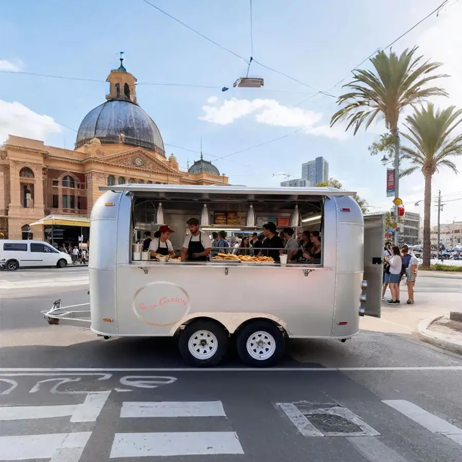 Outdoor Food Trailer Dual-Wheel Design Stable Movement Open Sales Window Catering Business Mobile Kitchen Trailer