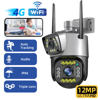 Outdoor 6K 12MP Wireless IP Camera 4G SIM Card Dual Lens PIR HD Night Vision Camera V380Pro PTZ Security CCTV Smart Monitor