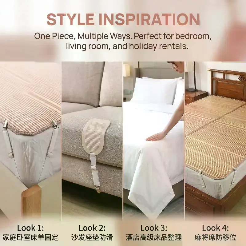 2/4Pcs Adjustable Non-Slip Bed Sheet Clip - Invisible Fastener With Secure Grip,No-Trace Design - Durable PP Material