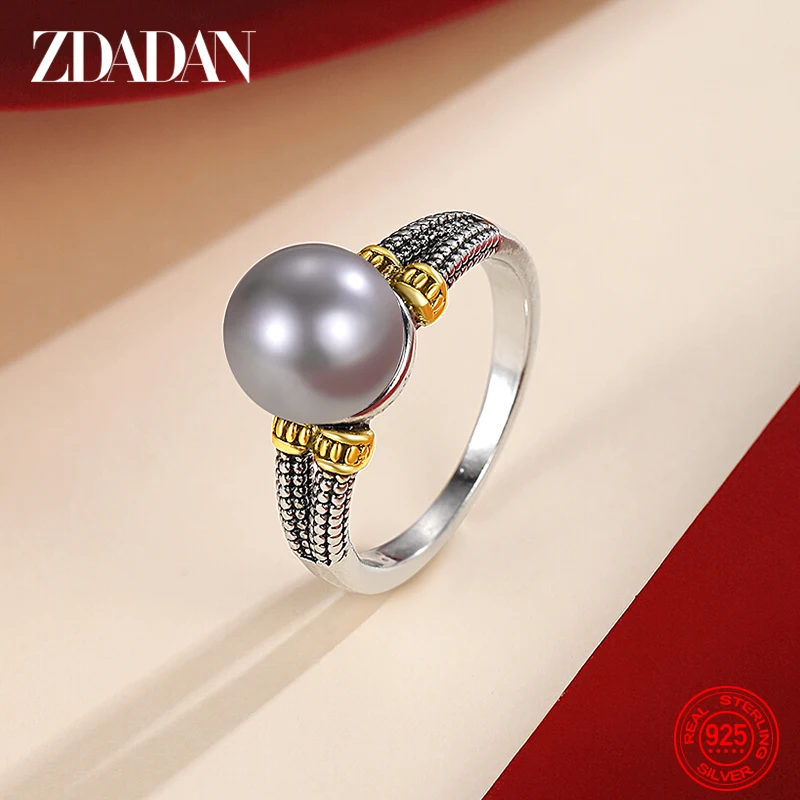 ZDADAN 925 Silver Pearl Ring For Women Wedding Jewelry Accessories Wholesale