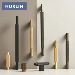 Nurlin Solid Brass Knurled Cross Diamond Cut Pattern Modern Industrial Style Cabinet Refrigerator Door Pull Drawer Knobs