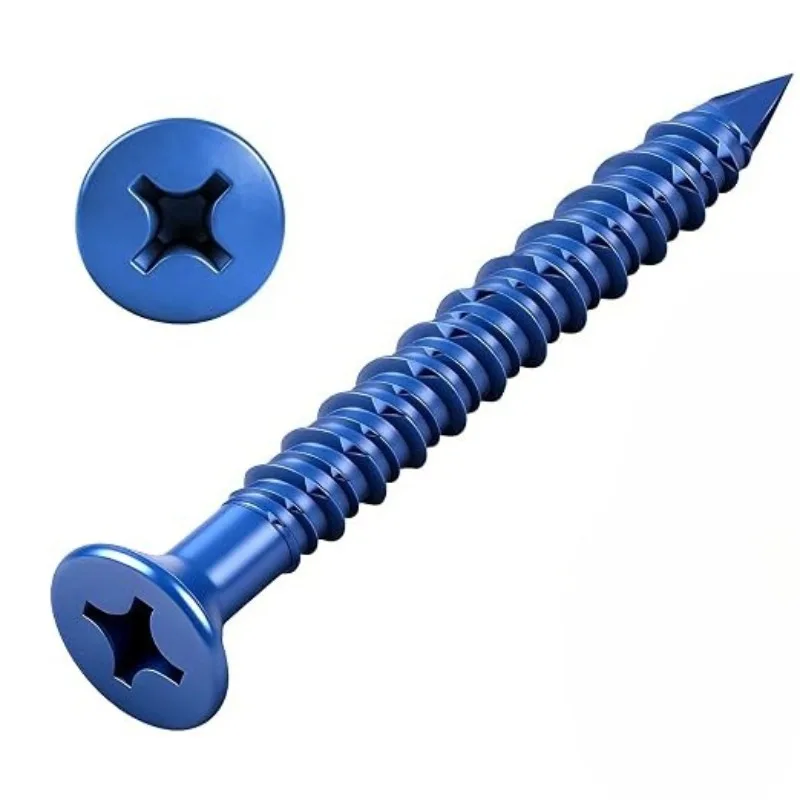Concrete Screws Anchor Phillips Screws Blue Countersunk Cement Screw for Fixing Brick Wall Concrete Fasteners Hardware Supplies