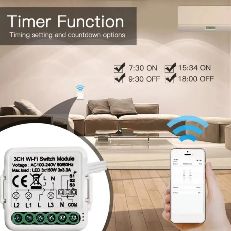 

Tuya WiFi Switch Module With 3/4 Gang 2 Way Control,Smart Life App Smart Home Interruptor Automation Work With Alexa Home