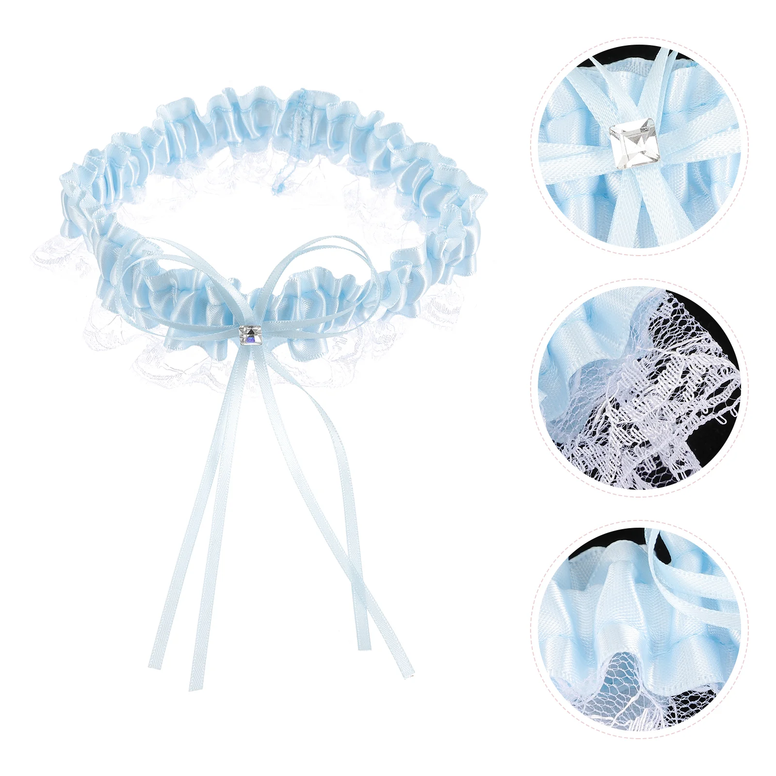 Bride Leg Prom European and American for Wedding Day White Blue Ribbon Bowknot Garters Women's