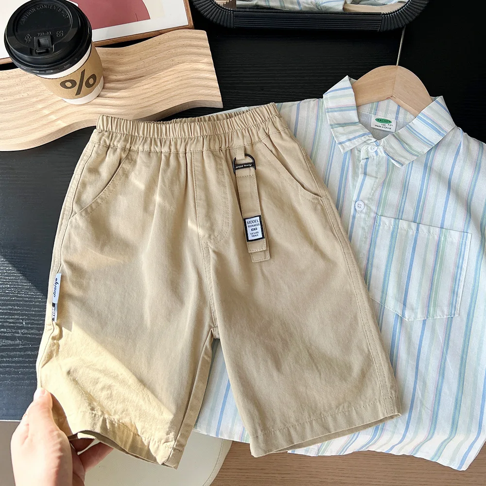 2025 Summer Boys Shorts Knee Length Pants for Kids Teenager Children Capris School Uniform Toddler Cargo Pants Baby Clothing