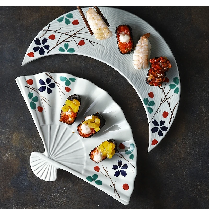 

12-inch Japanese-style Art Ceramic Western-style Steak Sushi Rectangular Cuisine Dessert Flat Tableware