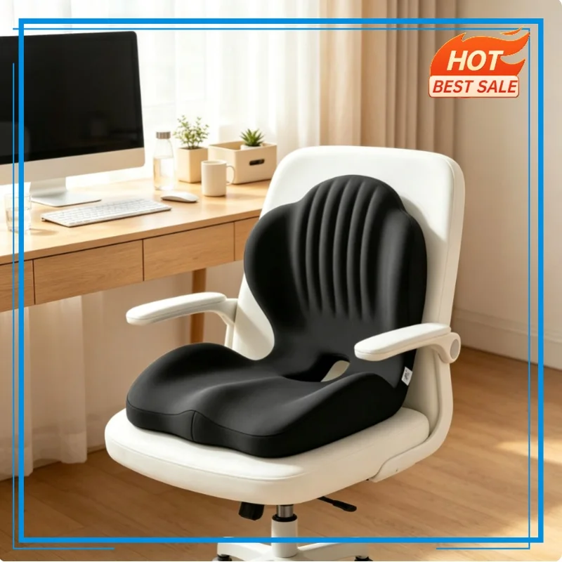 Ergonomic Memory Foam Seat Cushion with Lumbar Support Orthopedic Back Tailbone Sciatica Pain Relief for Office Chair Car