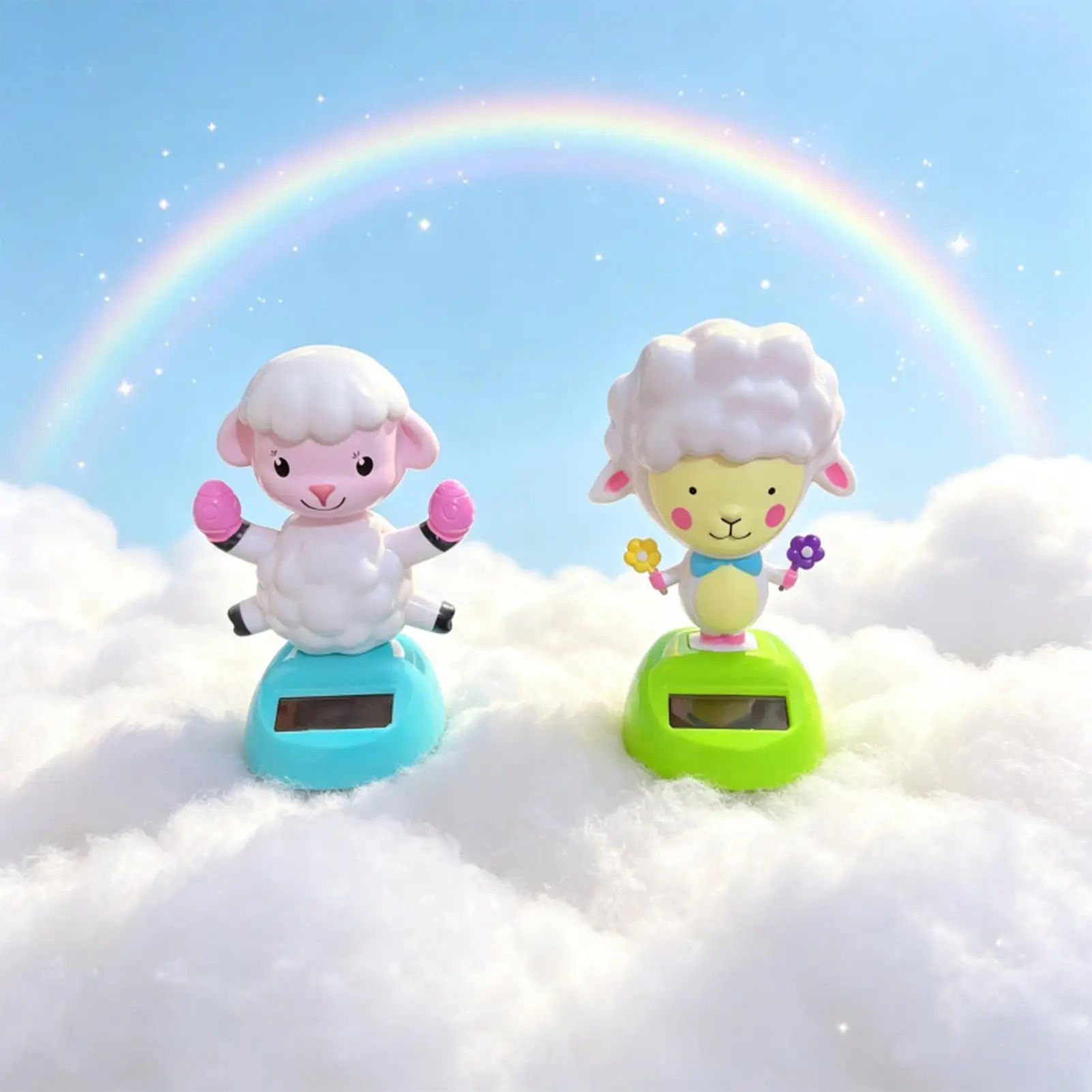Solar Dancing Figurines Cute Sheep Design Shaking Figure Doll Car Dashboard Ornament Novelty Swing For Automotive Office Desk