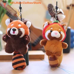 Cute Cartoon Simulation Red Panda Plush Toy Pendant Soft Stuffed Doll Keychain Backpack Hanging Decoration For Kids Gifts