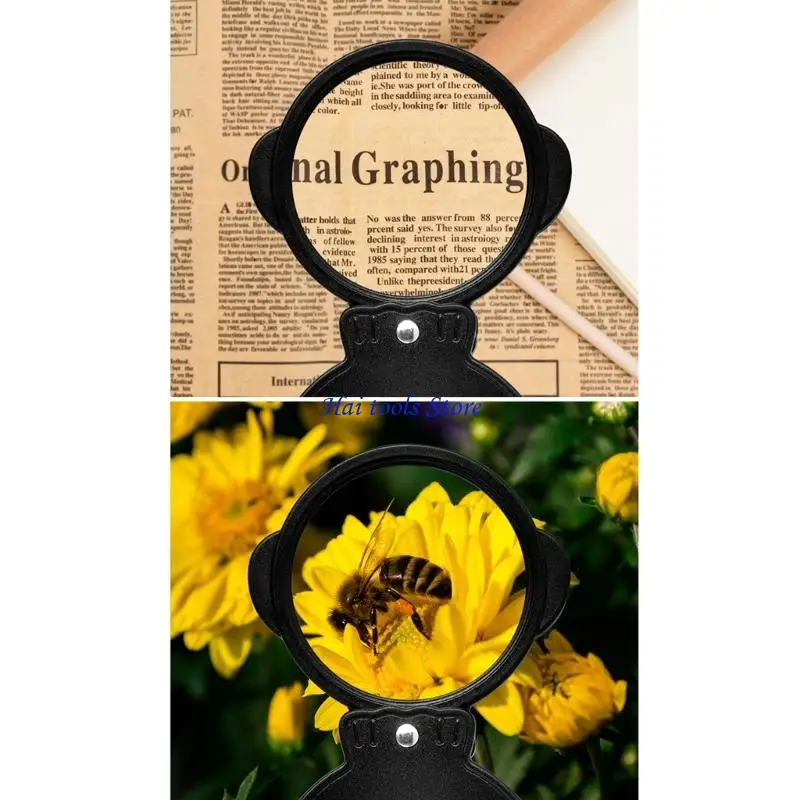 X37E Owl Pattern Travel Magnifier 8X Ergonomic Design for Convenient Handling Foldable Glass ABS Construction