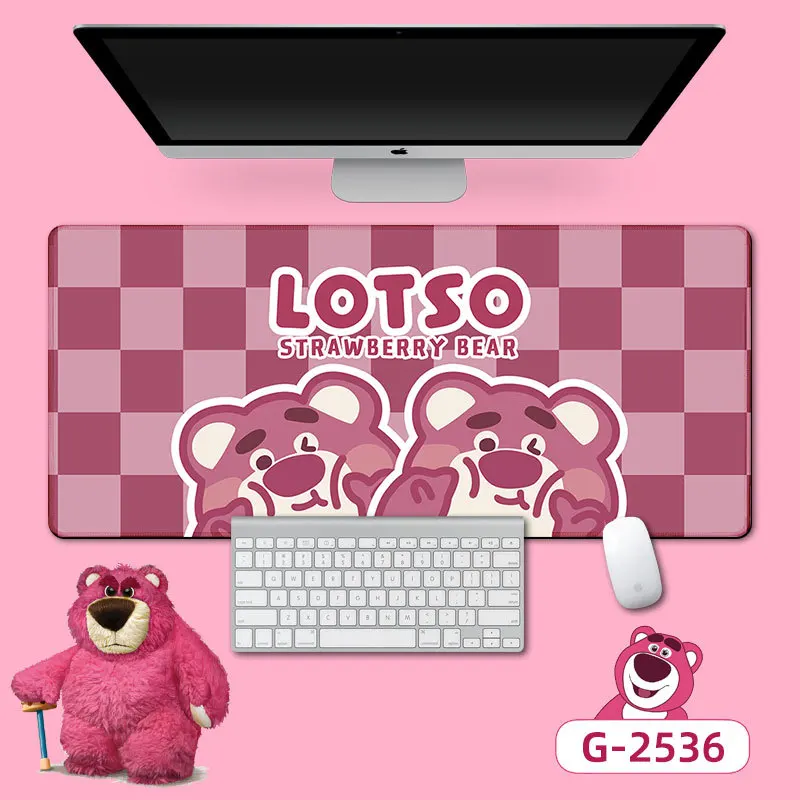 Lotso Mouse Pads Strawberry Bear Lucky Mouse Pads Besar Non-slip Gaming Keyboard Mousepad Komputer Laptop Kantor Desktop Mat