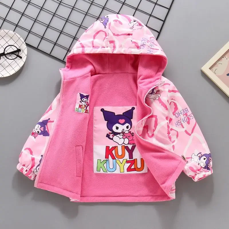 

Girls Kuromi Anime Kawaii Sanrio Ins Fleece Thick Coat Cute Y2k Wear Children Long Sleeve Jacket Clothes Kids Toys Gifts