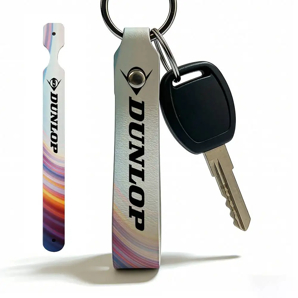 For Dunlop High Quality PU Leather Moto Keychain Vintage Style Key Pendant For Scooter Motocross