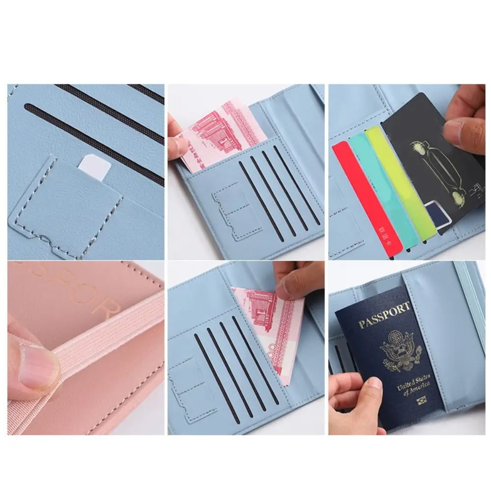 Multi-Function PU Leather RFID Passport Cover Ultra-thin Waterproof Passport Protector Credit ID Card Wallet Passport Holder