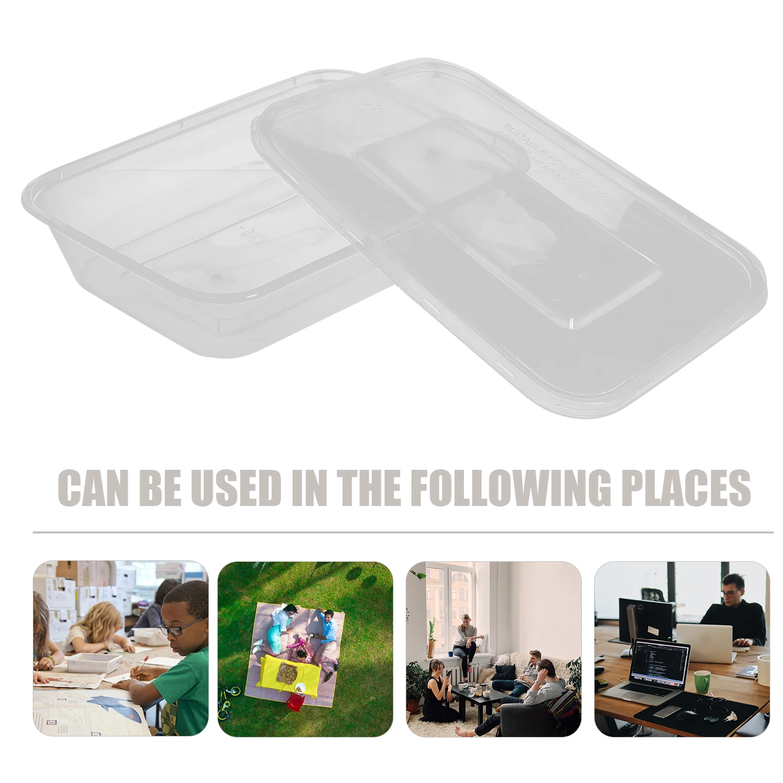 

25pcs Microwave Safe Lunch Boxes 500ml Transparent Bento Containers Lids Reusable Prep Food Boxes for Travel Work School