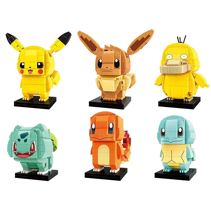 Keeppley Pocket Monster Pokemon Pikachu Psychk Charmander Assembly Block Children's Toys Kawaii Squirtle Model Gift Decoration