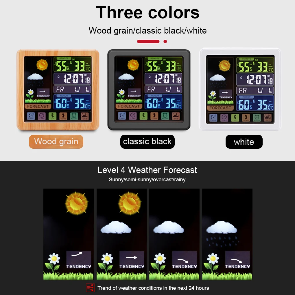 

Wireless Digital Weather Station with Outdoor Sensor Touchscreen Bedside Clock Thermometer Home Bedroom Temperature