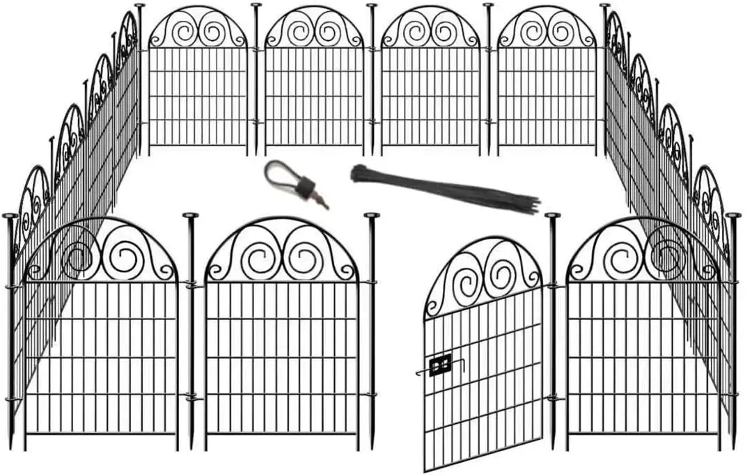 Black Metal Temporary Outdoor Yard Defense Fence 16 Panels 35 Ft 32x27 Inch Dog Digging Barrier Gate