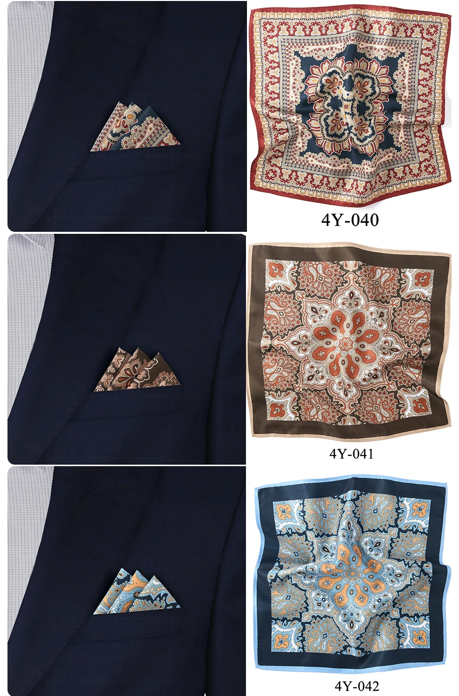 Neue Männer Einstecktuch Taschentuch Zubehör Paisley Dot Vintage Business Anzug Taschentuch Brust Schal 30*30 cm Geschenk – Detail 9