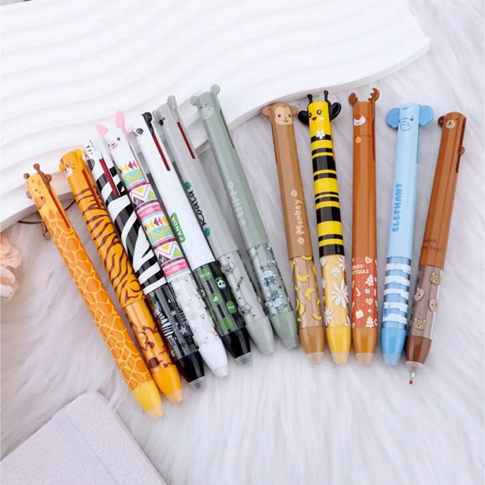 New Erasable Ballpoint Pen Double Ink Color Quick-drying Gel Pen Animal Design Neutral Pen Student Test