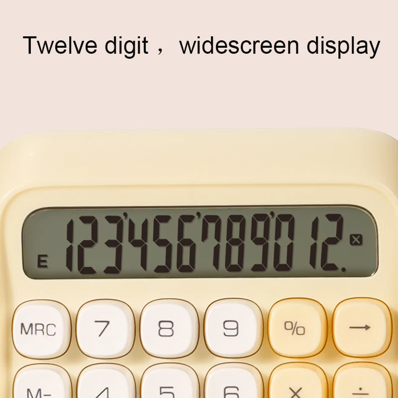 Deli-Rechner, 12-Bit-LCD-Desktop-Rechner mit großem Bildschirm, große Taste, gute taktile Sensation, unverzichtbar für Büro, Zuhause, Schule
