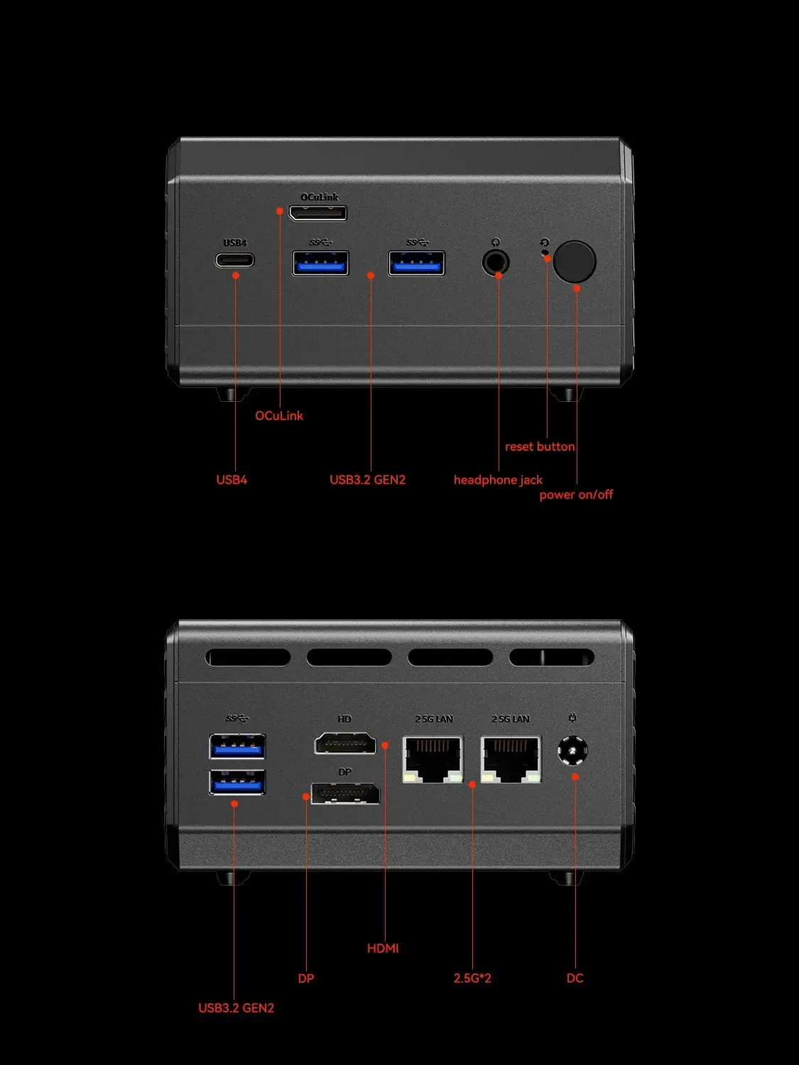 AOOSTAR GT37 Mini PC Ryzen ™   AI9 HX370 32GB RAM 1T SSD Radeon 890M WiFi7 OCuLink Triple 4K 120Hz Gaming Mini PC Office Design AI