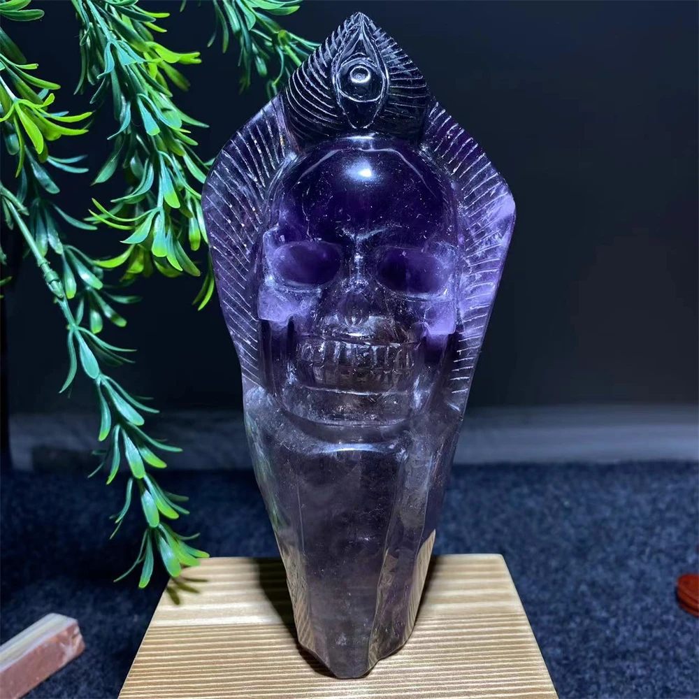 Natural Stone Amethyst Crystal Skull  Carving Gemstones Minerals Stone Quartz Spiritual Reiki Specimen Ornaments Home Decoration