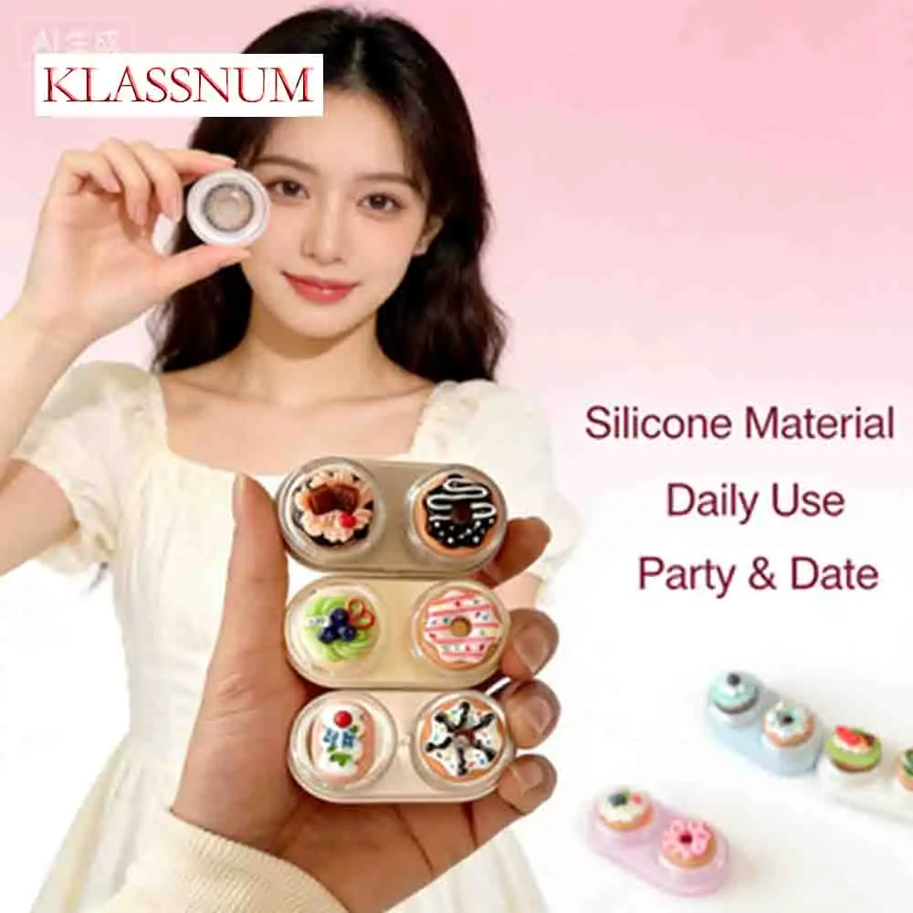 

Cute 3D Donut Contact Lens Case Kawaii Dessert Eye Care Kit Portable Travel Storage Box Container with Tweezers for Women Girls