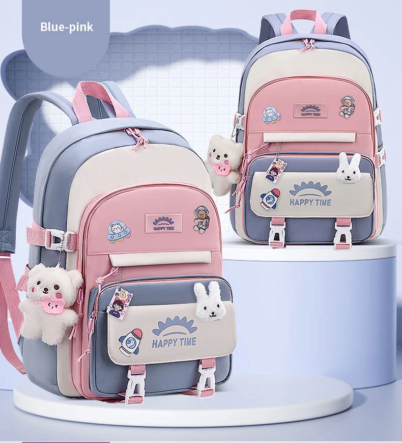 Large Capacity Cute Women Multi-Pocket Nylon Backpack Ins Junior High School Student School Bag Female Girl Backpack Laptop Book