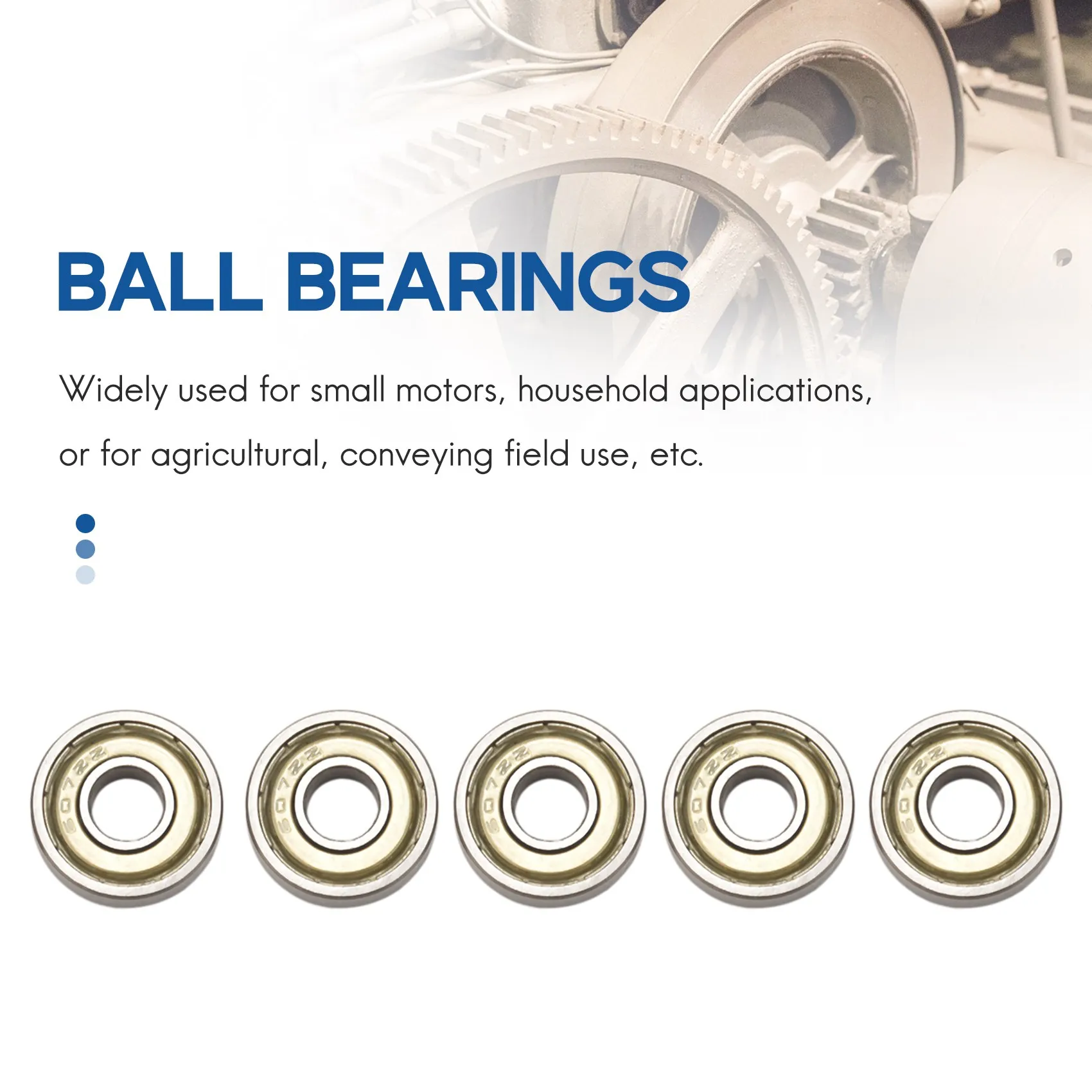FTGT-607Z 7 x 19 x 6mm Double Shielded Deep Groove Ball Bearings 5 Pcs