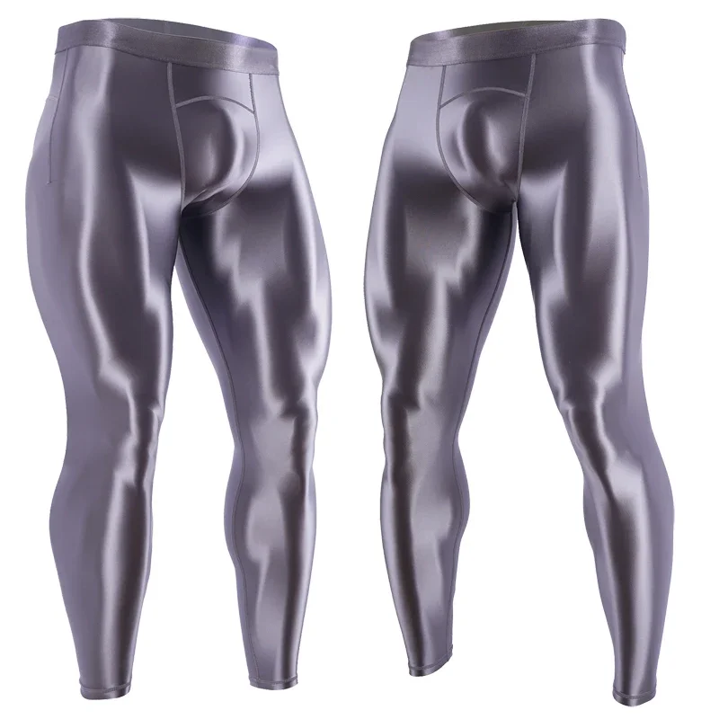 Sexy Men gloss swimming trunks Stretch Shiny yoga pants work out leggings sport fitness push up compress pants