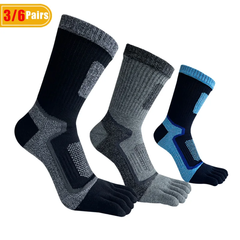 3/6 Pairs Man Sport Toe Short Socks Compression Sweat-Absorbing Fitness Outdoor Basketball Bike Hiking Five Finger Socks Student
