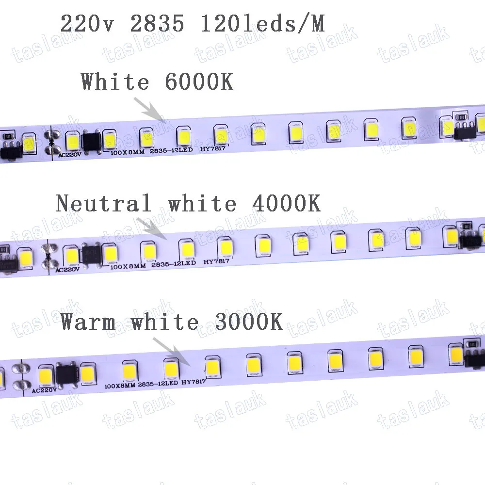 Taśma Led 220V 2835 120LED / m 1m -10m z nie wodoodporna IC IP20 dekoracja biała/ciepła biel/naturalna biel szerokość 8mm