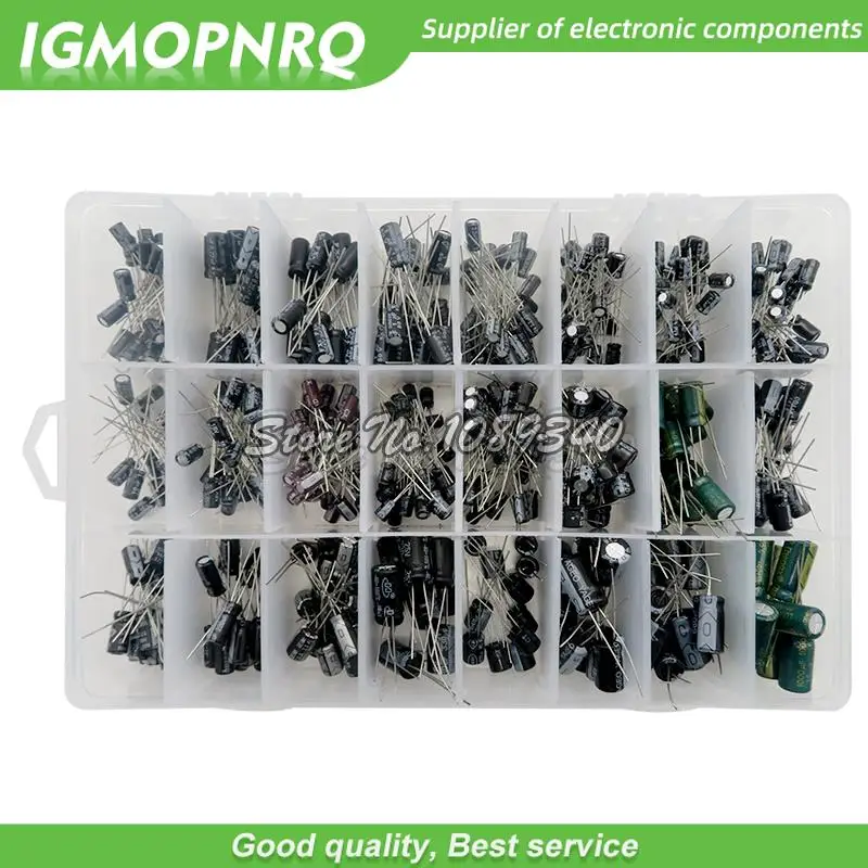 500PCS/lot 0.1UF-1000UF 24Values Aluminum Electrolytic Capacitors 16-50V mix Electrolytic capacitor Assorted kit and storage box