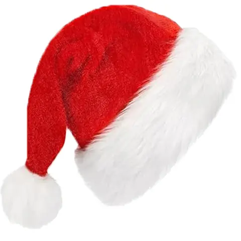 Red Fluffy Christmas Santa Hat Adult Kid Santa Hat Ornaments Xmas Home Birthday Party Near Year Festive Baby Shower Holiday Gift