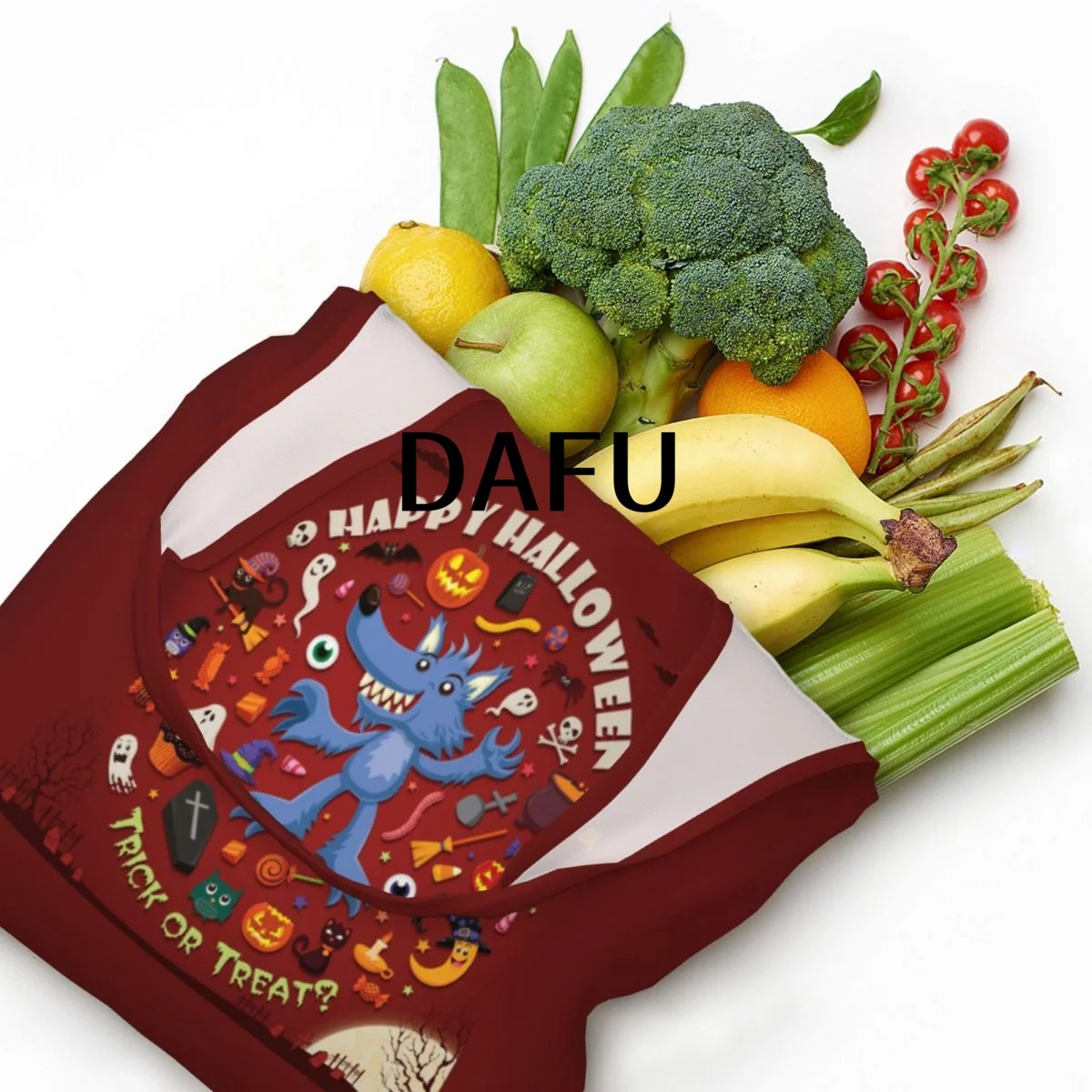 Happy Halloween Funny Halloween Print Cotton Tote Bag - Casual Commuter Shoulder Bag for Work Grocery Shopping Trick or Treat