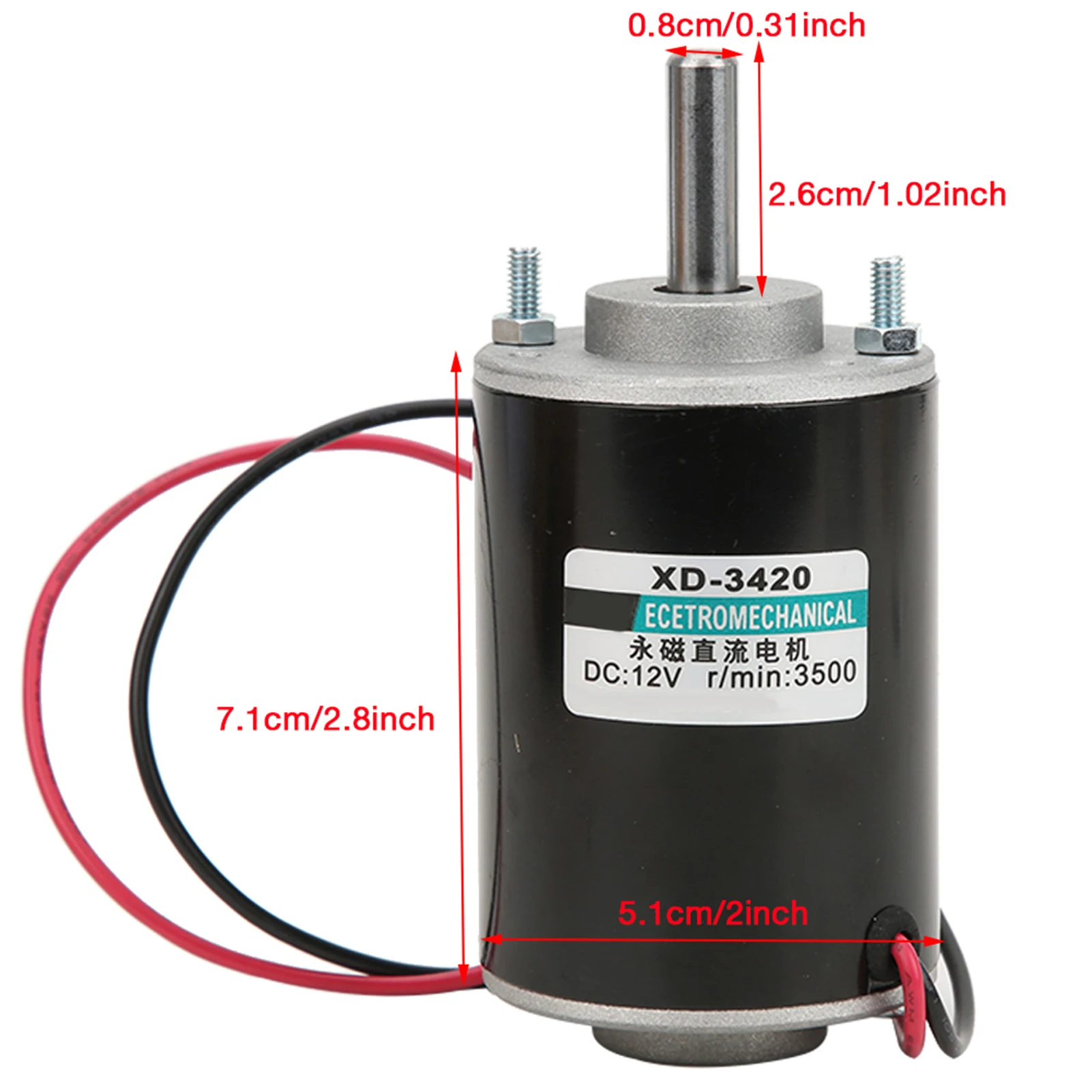 

Permanent Magnet DC Motor, XD‑3420 12/24V 30W Permanent Magnet DC Motor High Speed CW/CCW