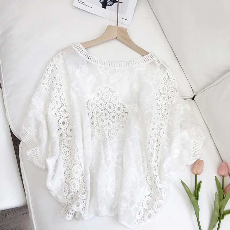 E Cárdigan Corto de Encaje para Mujer, Estilo Vacacional, Protección Solar, Prenda Exterior, Csa de Aire Acondicion...