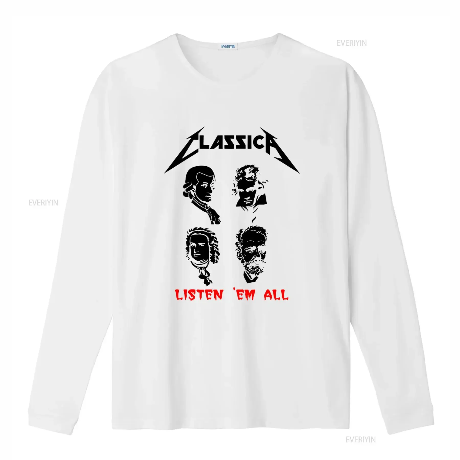 Classica Listen Em All Funny Rock Musician T Shirt Mozart Beethoven Bach Tchaikovsky Available in Sizes blc 161 vintage Washed