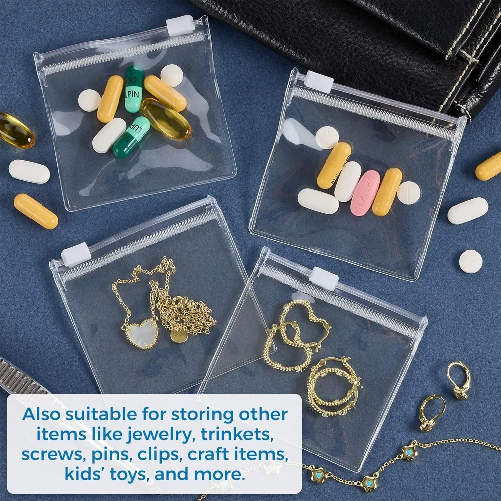 20pcs/set Reusable Storage Bag with Zipper Slide Lock Medicine Bags Plastic Portable Self-sealing Bag Travel Accessories