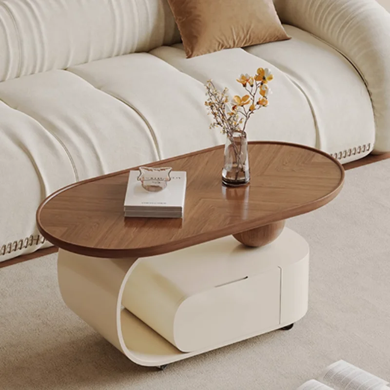 

European Style Brown Coffee Table Oval Minimalist Luxury Modern Coffee Table Center Wood Unique Couch Tisch Room Furniture