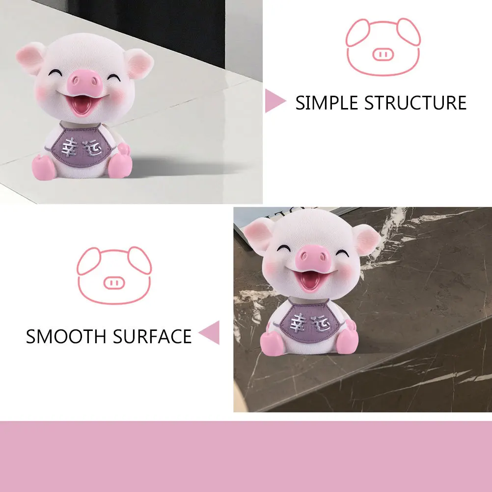 

1Pcs Shaking Head Pig Resin Car Dashboard Ornament Vehicle Interior Mini Decoration Micro Landscape Accessories