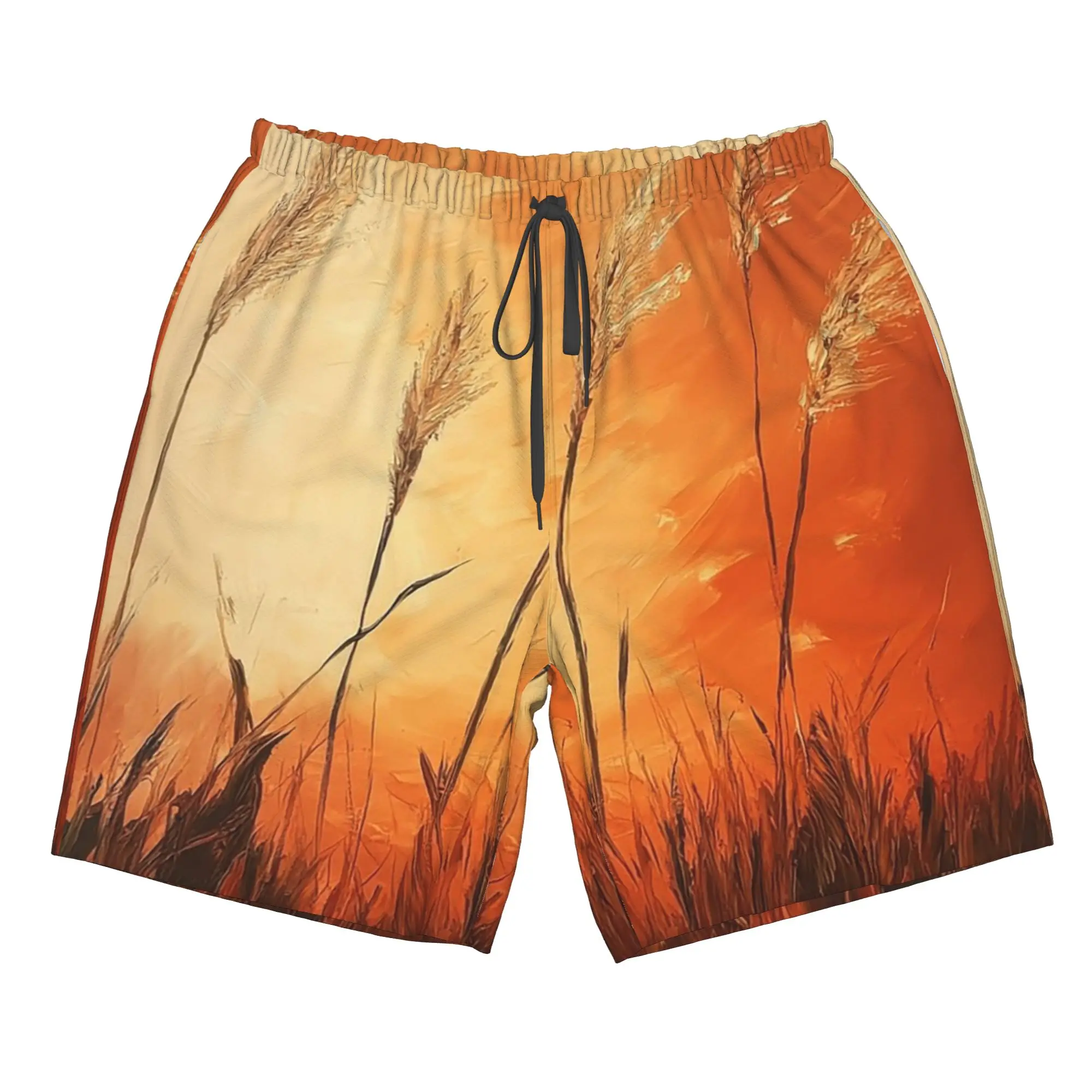 Artistic Reeds And Grasses Painting Trunks Beach Board Shorts Casual Quick Dry Swim Summer Men Pants
