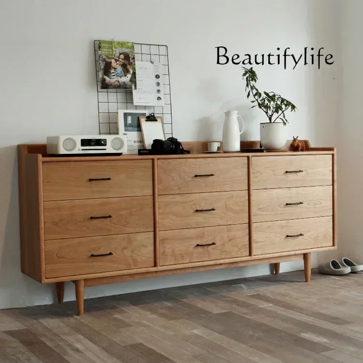 K W Nordic Solid Wood Sideboard Cabinet Antique Style Home Simple Display Cabinet
