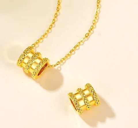 3d hard gold jewelry accessories 999 real gold pipe pendant 24k pure gold loose beads gold charms