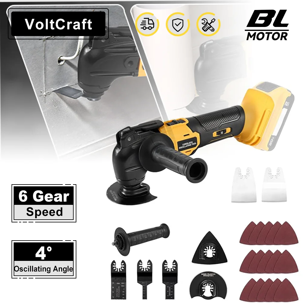 

600W Brushless Oscillating Multi Tool 21000OPM Cordless Electric Woodworking Cutting Saw Tool Home Decoration for DeWalt Battery