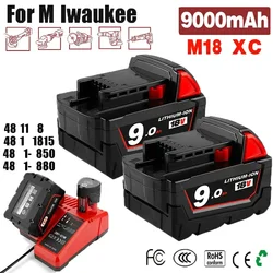 18V For Milwaukee 6.0Ah/9.0Ah M18 XC Lithium Battery 48-11-1860 48-11-1850 48-11-1840 48-11-1820 Power Tools Battery Charger